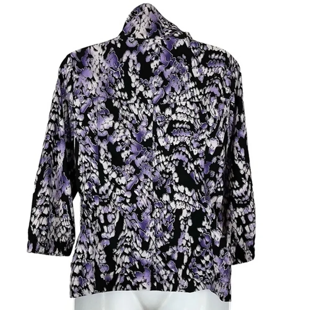 ZENERGY by CHICO'S Black Purple Athletic Sporty Full Zip Lightweight Jacket sz 0